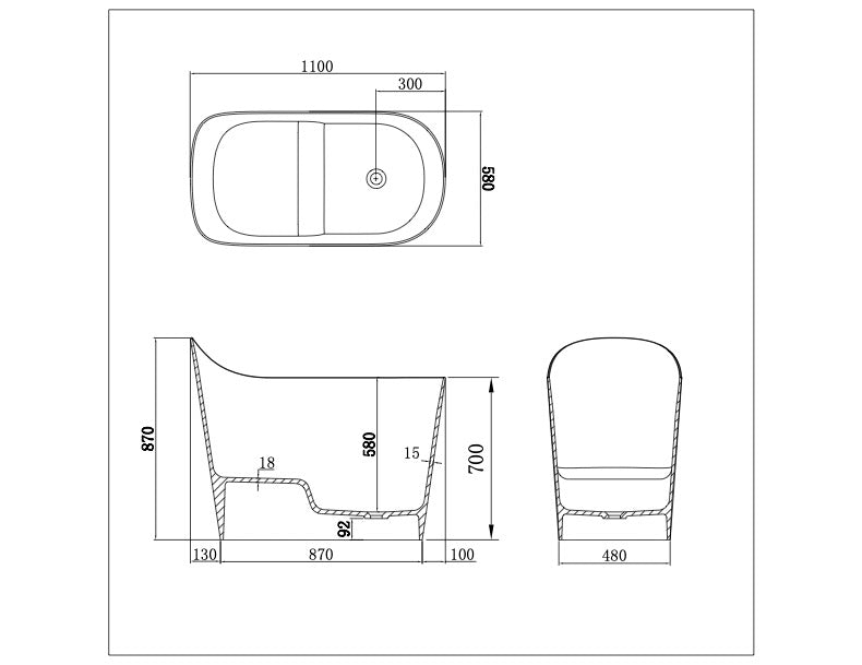 Toka Lite Jen - Japanese Stone Bath - 1100mm - ST89